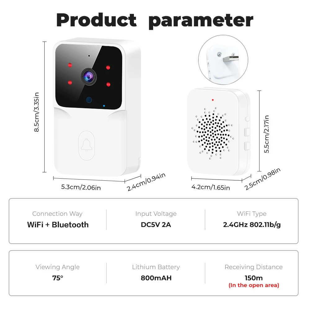 Tuya WiFi Video Doorbell Wireless HD Camera IR Alarm Security Smart Home Door Bell WiFi Intercom for Home - Image 6